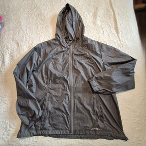 Eddie Bauer men's 2XL mini grid hooded windbreaker, EUC